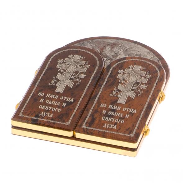 Икона складная &amp;quot;10 заповедей&amp;quot; арка большая камень обсидиан / икона настольная / икона на иконостас / икона для дома