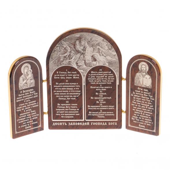 Икона складная &amp;quot;10 заповедей&amp;quot; арка большая камень обсидиан / икона настольная / икона на иконостас / икона для дома