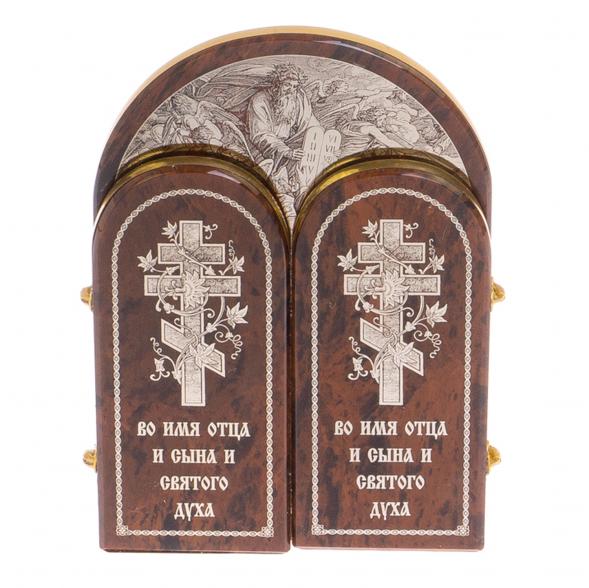 Икона складная &amp;quot;10 заповедей&amp;quot; арка большая камень обсидиан / икона настольная / икона на иконостас / икона для дома