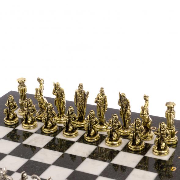 Шахматы &amp;quot;Царь Леонид&amp;quot; доска 28х28 см мрамор змеевик 126038