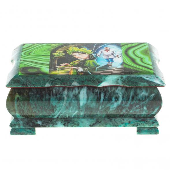 Шкатулка Хозяйка медной горы с иллюстрацией под малахит 18х9х8 см 116959