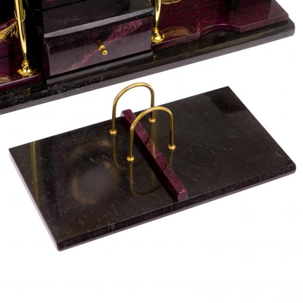 Настольный набор &amp;quot;Горный орел&amp;quot; бордовый змеевик 126329