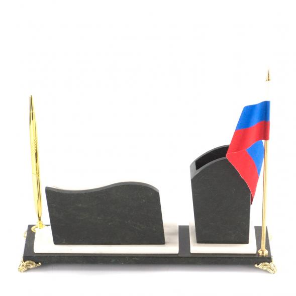 Настольный набор с флагом России мрамор 117843