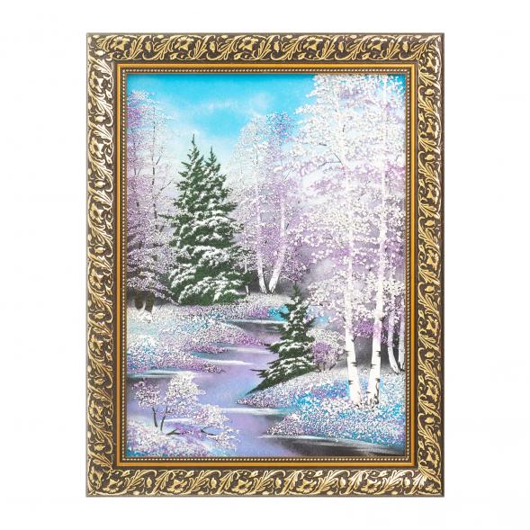 Картина &amp;quot;Зимний пейзаж&amp;quot; багет 36х46 см, каменная крошка 112463