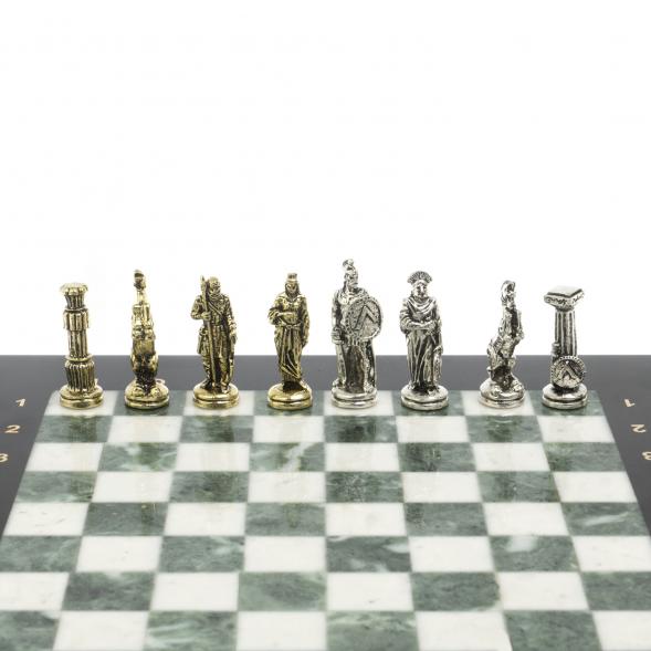 Шахматы настольные &amp;quot;Царь Леонид&amp;quot; из мрамора и змеевика 28х28 см 127736