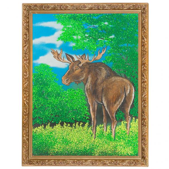 Картина &amp;quot;Лось&amp;quot; багет 36х46 см, каменная крошка 119326