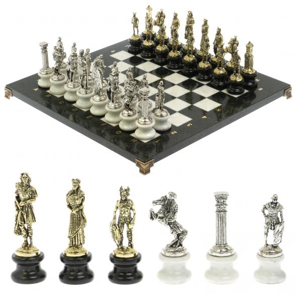 Шахматы &amp;quot;Римляне против Галлов&amp;quot; на подставках доска 40х40 см мрамор/змеевик 128513