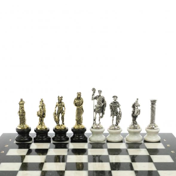 Шахматы &amp;quot;Римляне против Галлов&amp;quot; на подставках доска 40х40 см мрамор/змеевик 128513