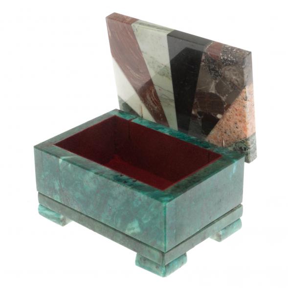 Шкатулка с мозаикой из змеевика 12х8х6,5 см 129673