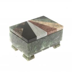Шкатулка с мозаикой из змеевика 12х8х6,5 см