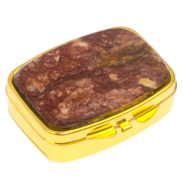 Таблетница на 2 отсека камень авантюрин цвет золото 125581