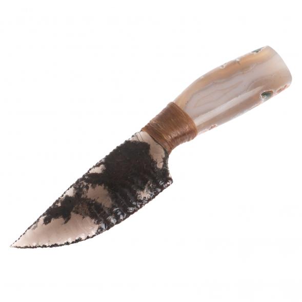 Нож каменный из обсидиана рукоять агат 20х4х2 см 126787