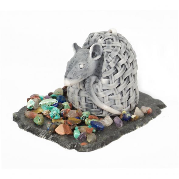 Сувенир &amp;quot;Крыса в корзинке&amp;quot; из мрамолита 117051