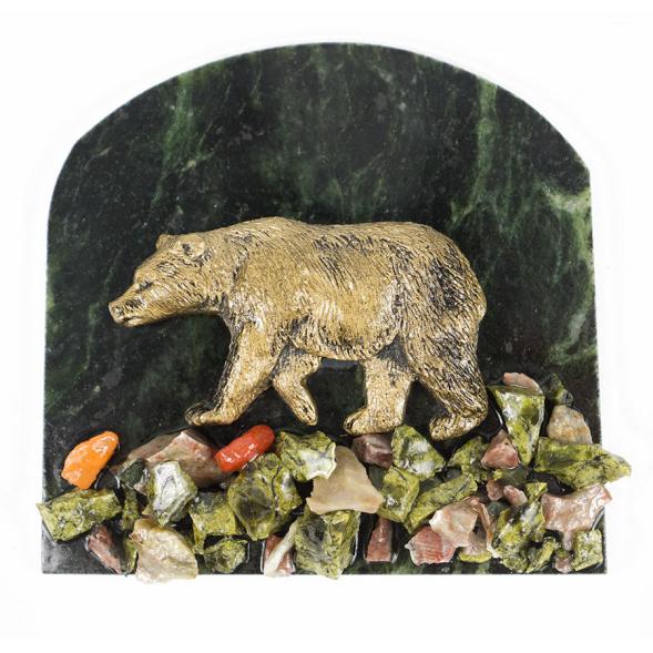 Магнит &amp;quot;Медведь идет&amp;quot; змеевик 118027