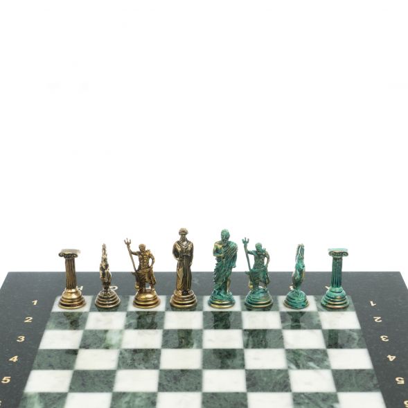 Шахматы &amp;quot;Подвиги Геракла&amp;quot; 28х28 см из мрамора и змеевика цвет бронза / патина 128198