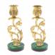 Набор подсвечников 2 шт из бронзы на подставке из малахита 129984