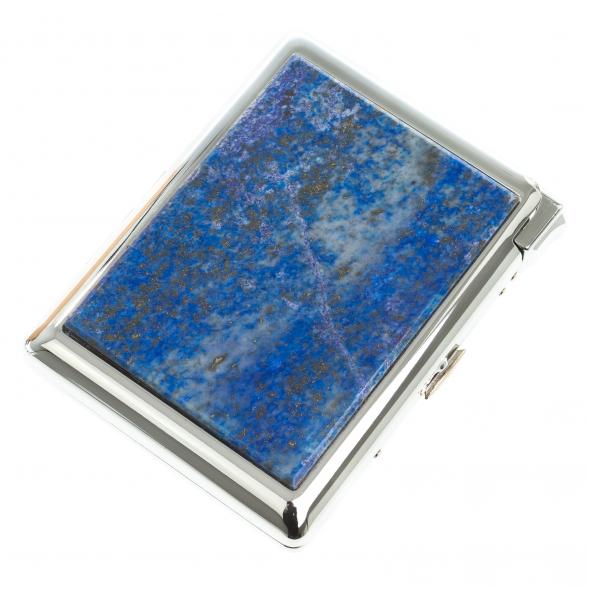 Подарочный портсигар на 20 сигарет с газовой зажигалкой камень лазурит