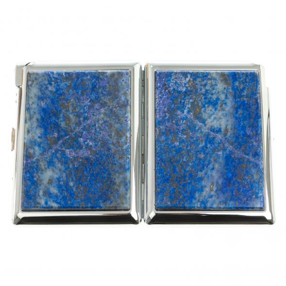 Подарочный портсигар на 20 сигарет с газовой зажигалкой камень лазурит