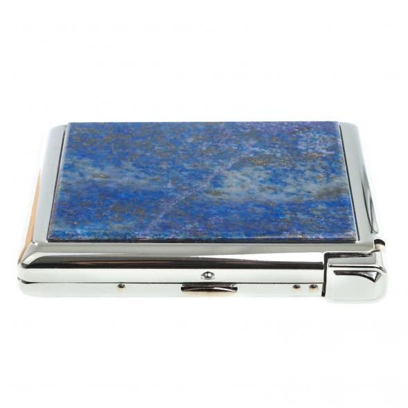 Подарочный портсигар на 20 сигарет с газовой зажигалкой камень лазурит