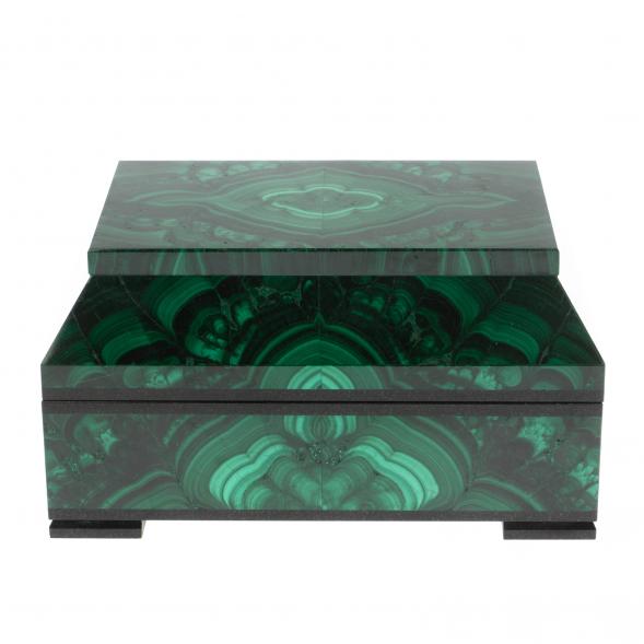 Ларец из натурального малахита &amp;quot;Совершенство&amp;quot; 15х10х7,5 см / шкатулка для ювелирных украшений / для хранения бижутерии / малахитовая шкатулка