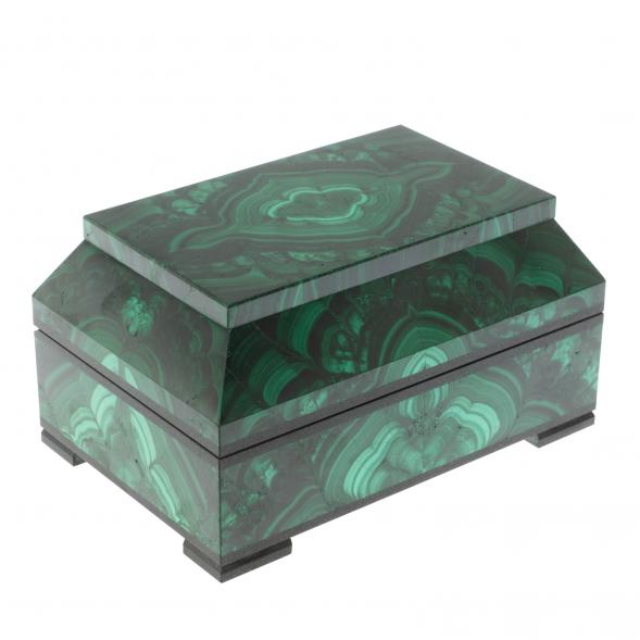Ларец из натурального малахита &amp;quot;Совершенство&amp;quot; 15х10х7,5 см / шкатулка для ювелирных украшений / для хранения бижутерии / малахитовая шкатулка