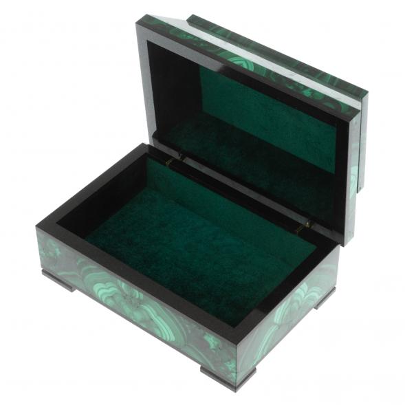 Ларец из натурального малахита &amp;quot;Совершенство&amp;quot; 15х10х7,5 см / шкатулка для ювелирных украшений / для хранения бижутерии / малахитовая шкатулка