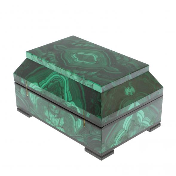 Ларец из натурального малахита &amp;quot;Совершенство&amp;quot; 15х10х7,5 см / шкатулка для ювелирных украшений / для хранения бижутерии / малахитовая шкатулка