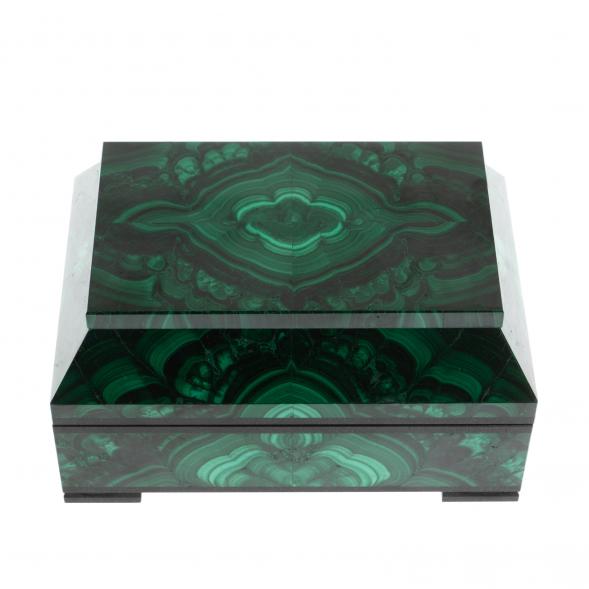 Ларец из натурального малахита &amp;quot;Совершенство&amp;quot; 15х10х7,5 см / шкатулка для ювелирных украшений / для хранения бижутерии / малахитовая шкатулка