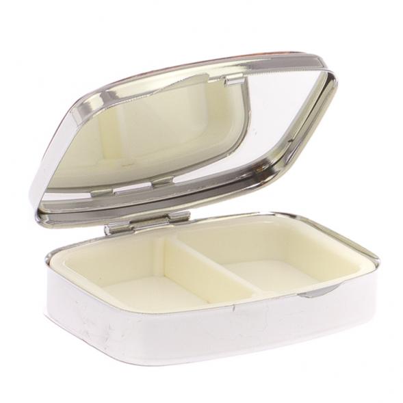 Таблетница на 2 отсека камень авантюрин цвет серебро 125582