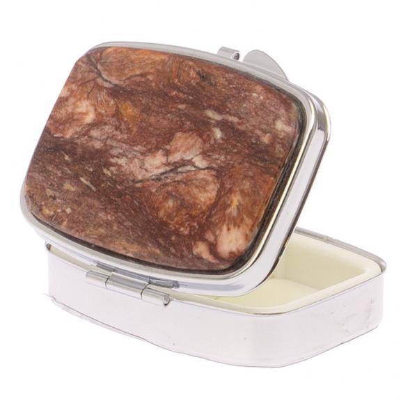 Таблетница на 2 отсека камень авантюрин цвет серебро 125582