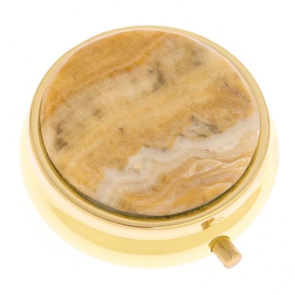 Таблетница на 3 отделения камень оникс цвет золото 125736