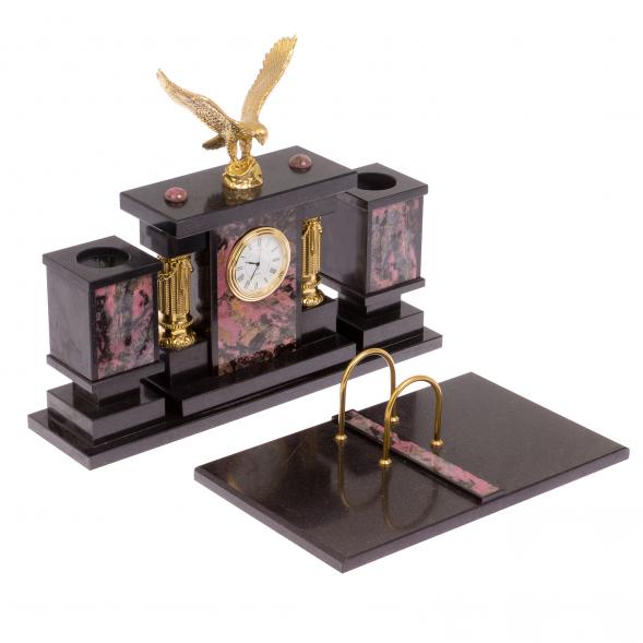 Настольный набор &amp;quot;Орёл&amp;quot; камень родонит 126331