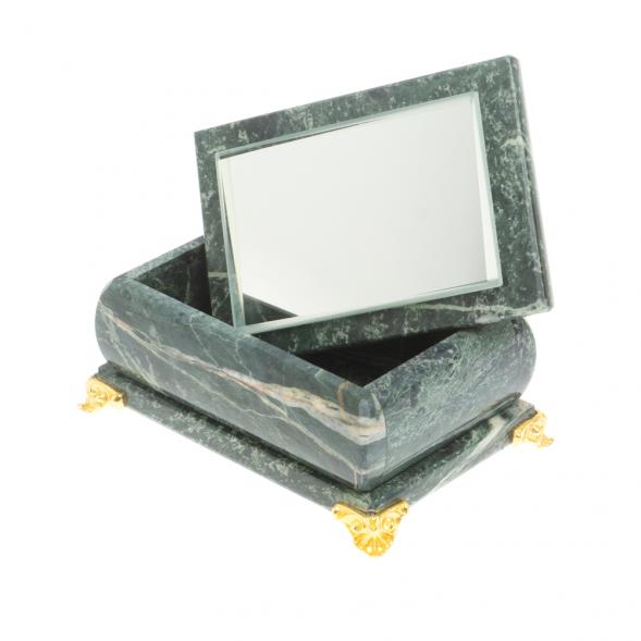 Шкатулка с зеркалом на ножках шабровский змеевик 10х7х6 см 127497