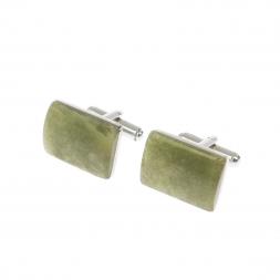 Запонки прямоугольные камень желтый апатит