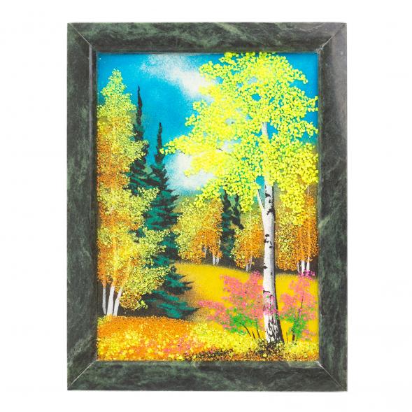 Картина из камня &amp;quot;Осенний пейзаж&amp;quot; рамка змеевик 24х18,5 см 111214