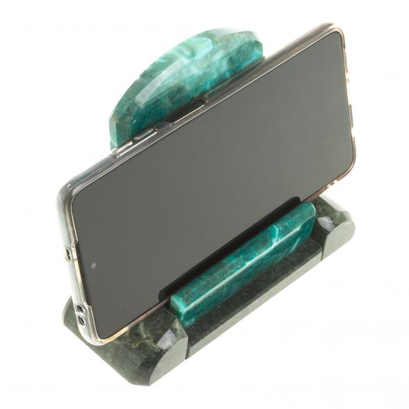 Подставка для телефона из темно-зеленого змеевика 123613