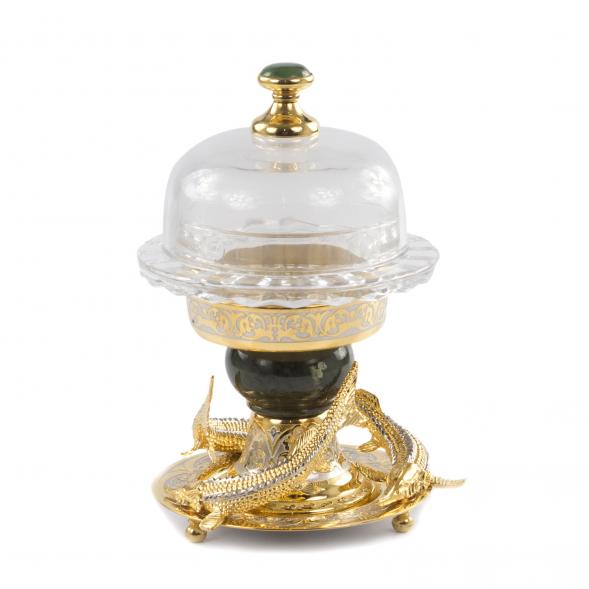 Икорница &amp;quot;Три осетра&amp;quot; из нефрита Златоуст 113624