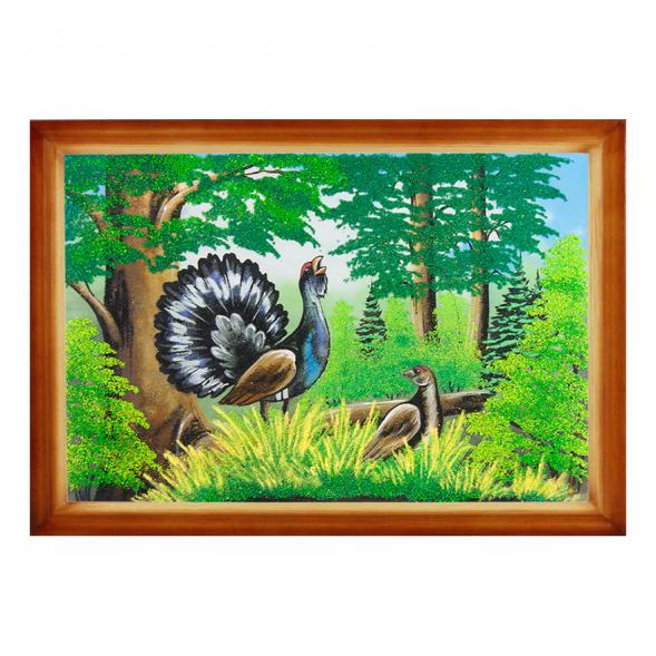 Картина &amp;quot;Глухари&amp;quot; багет дерево 46х66 см, каменная крошка 111712