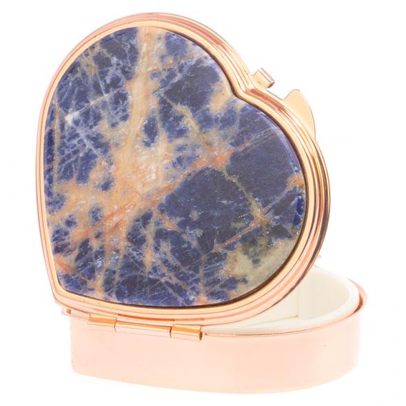 Таблетница &amp;quot;Сердце&amp;quot; на 3 отделения камень содалит цвет красное золото 125973