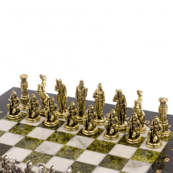 Шахматы &amp;quot;Царь Леонид&amp;quot; доска 28х28 см змеевик мрамор 126041