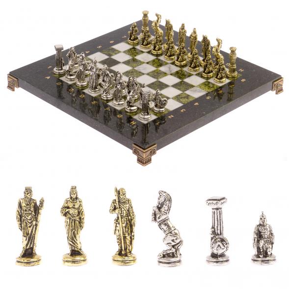 Шахматы &amp;quot;Царь Леонид&amp;quot; доска 28х28 см змеевик мрамор 126041