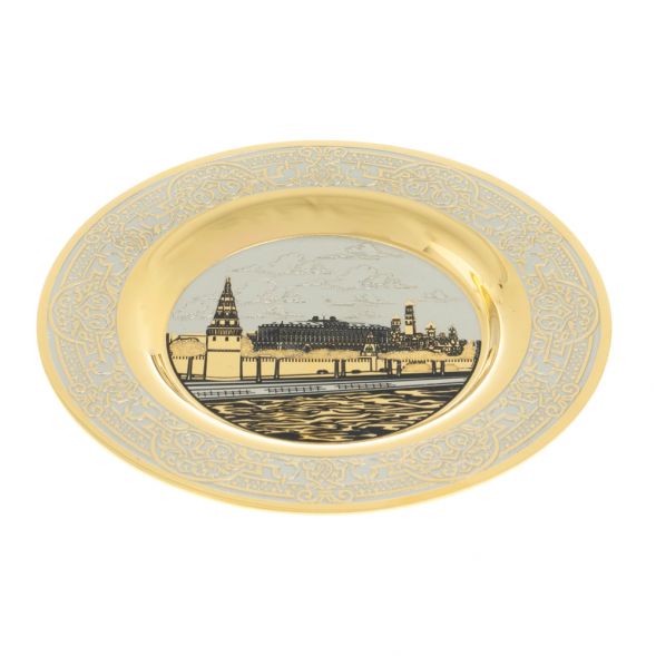 Тарелка с гравюрой &amp;quot;Московский Кремль&amp;quot; 12 см в подарочной упаковке Златоуст 128441