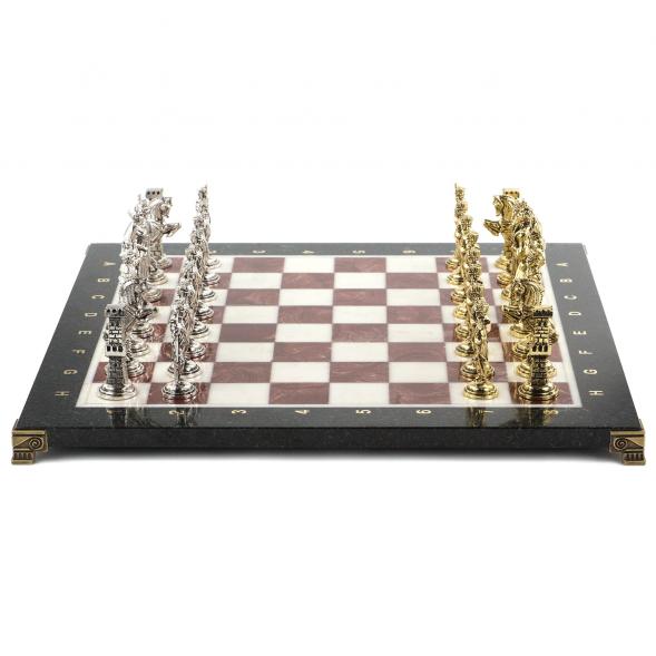 Шахматы сувенирные &amp;quot;Отечественная война 1812 г.&amp;quot; доска 40х40 см камень мрамор лемезит / Шахматы подарочные / Набор шахмат / Настольная игра 