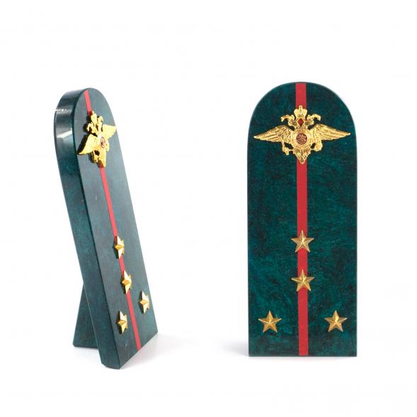 Сувенир &amp;quot;Погон Капитан МВД&amp;quot; камень змеевик 121380