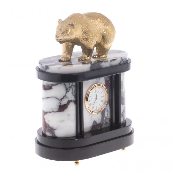 Часы из мрамора с бронзой &amp;quot;Бурый медведь&amp;quot; 122159