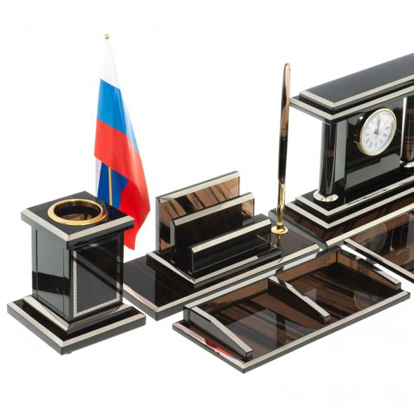 Письменный набор &amp;quot;Кабинетный&amp;quot; из чёрного обсидиана 122379