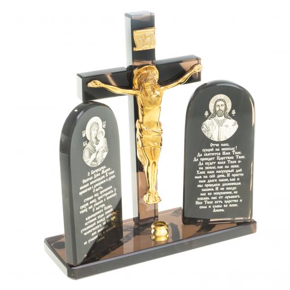 Икона с крестом &amp;quot;Спаситель&amp;quot; камень обсидиан 122917