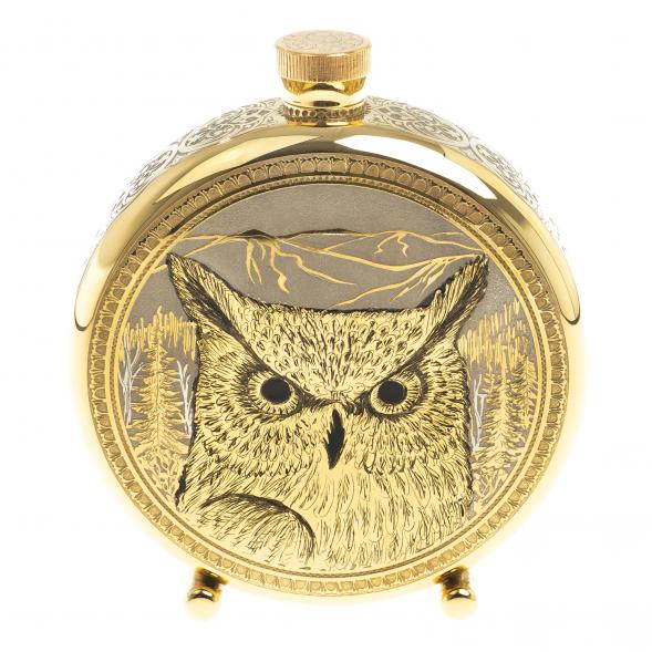 Подарочный набор &amp;quot;Филин&amp;quot; фляжка и 3 стопки перевертыша Златоуст 123697