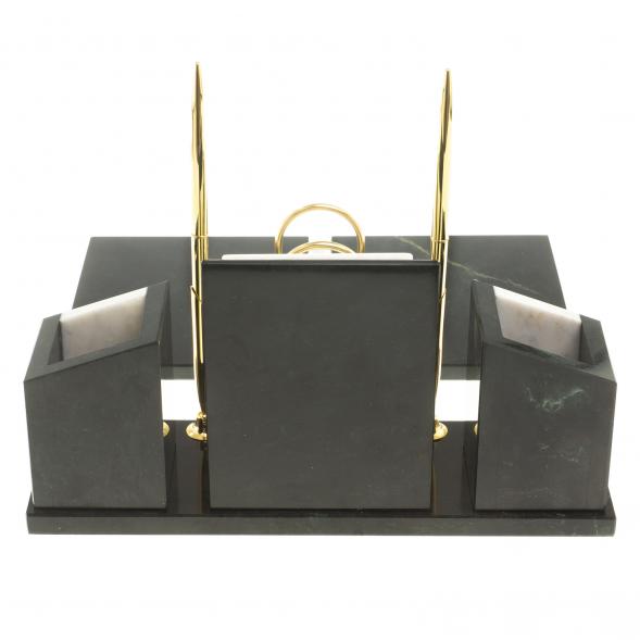 Письменный набор &amp;quot;Канцелярский&amp;quot; с часами камень мрамор 124046