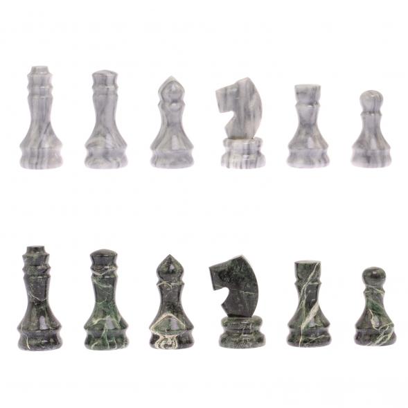 Шахматы из камня &amp;quot;Традиционные&amp;quot; доска 38х38 см мрамор, змеевик 125194